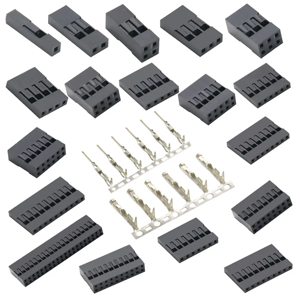 Coque en plastique Dupont 2.54mm, connecteur Dupont simple à Double rangée 1/2*2/3/4/5/6/7/8/10/20/40P, boîtier de câble de raccordement femelle