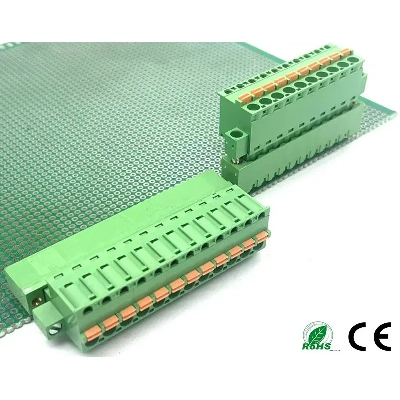 10Pairs 2EDGKDM-5.08mm Spring-Loaded Terminal Block 2P-24P with Ear Plug-In Fixed Screw Flange PCB Connector for Electronics