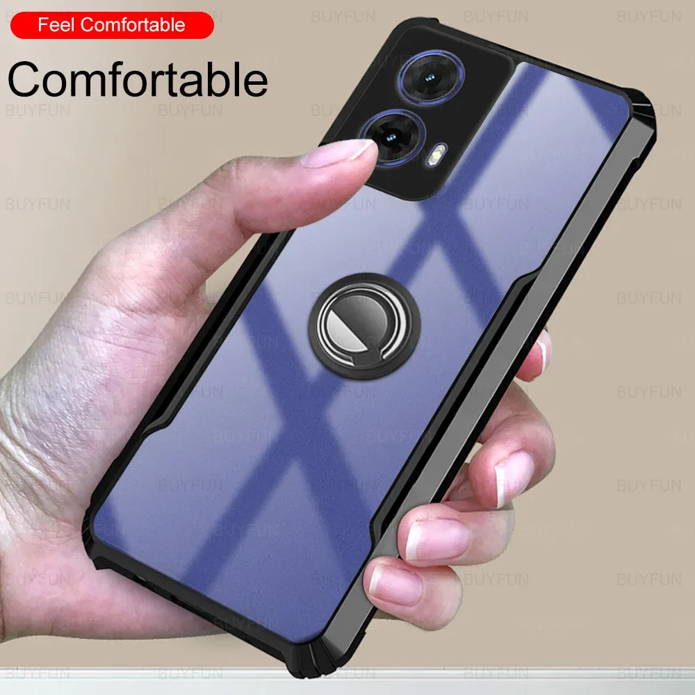 Funda de teléfono acrílica con soporte de anillo para motocicleta, carcasa protectora a prueba de golpes para Moto G85, 2024, 6,67 pulgadas, 85G, 85G, G85moto