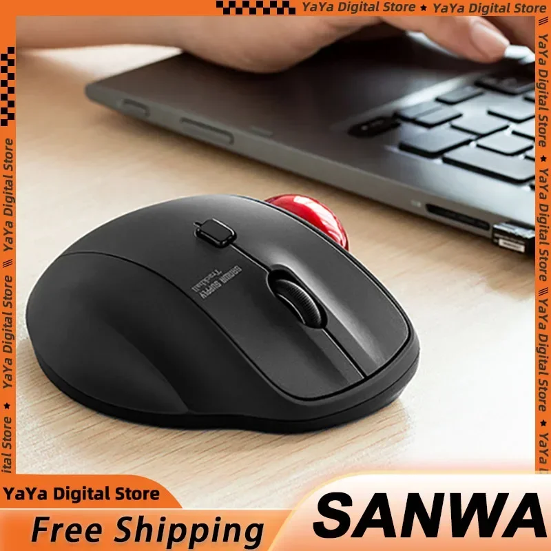 Sanwa Three-Mode Mouse Wired/Wireless/Bluetooth Art Design Vertical Grip Ergonomic Trackball Silent Office Gaming Notebook Mouse