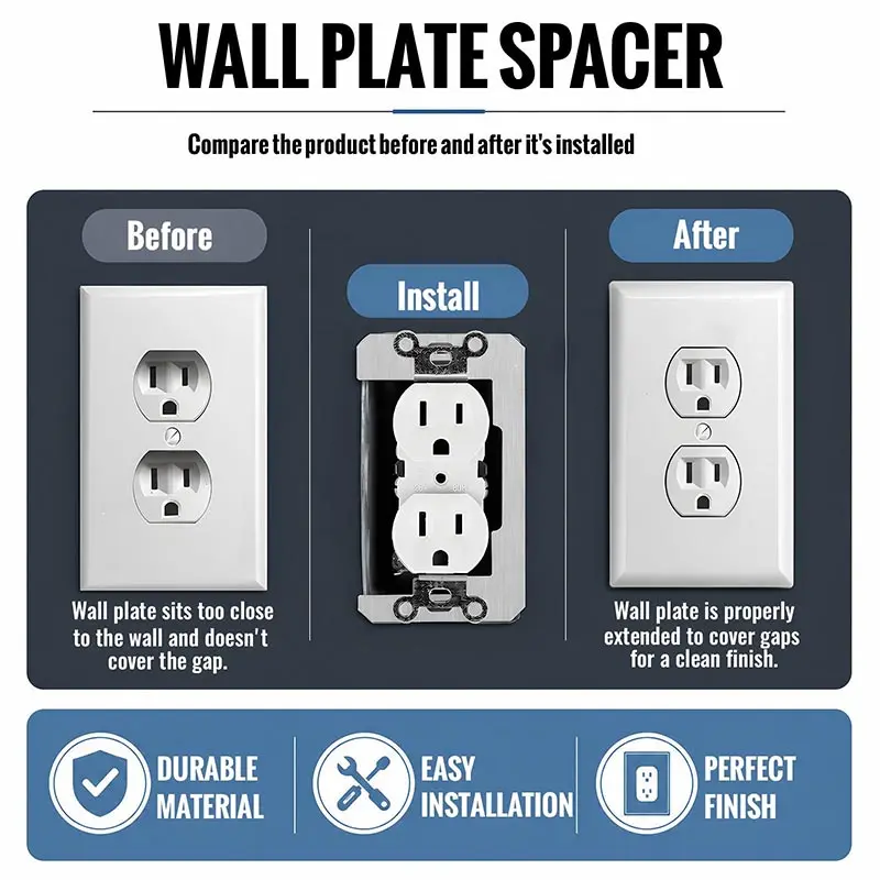 Wall Plate Spacers Electrical Outlets Galvanized Metal Device Leveling Plates For Loose Recessed Outlet Repair Flush Fit Spacers