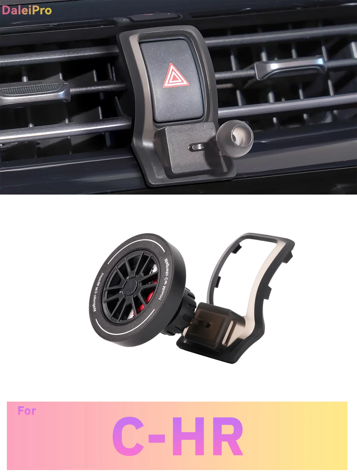 Maßgefertigte Magnetische Handyhalterung mit Luftstromkühlung für Toyota CHR 2018-2021 2022 2023 C-HR, 360° Drehbar ° Schwenkbare Halterungsbasis – Detail 1