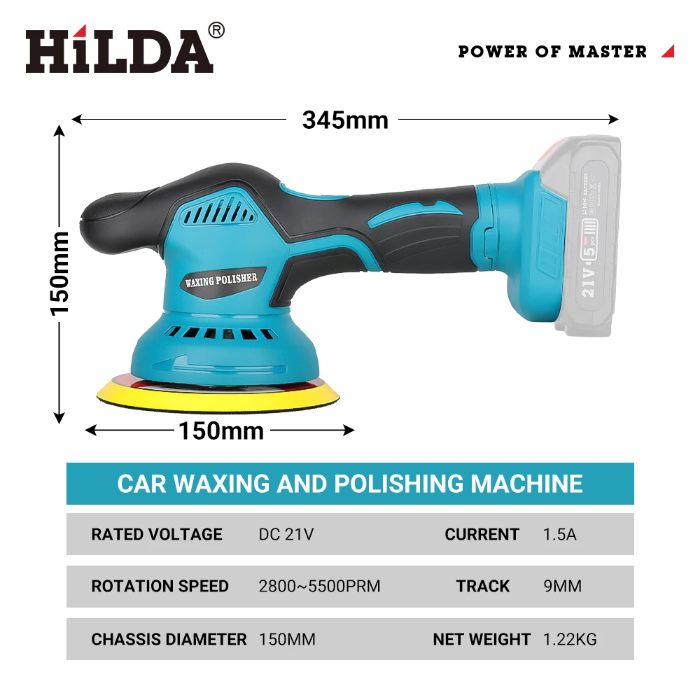 هيلدا سيارة الملمع 6 التروس شاشة ديجيتال اللاسلكي الكهربائية الملمع السيارات سيارة الصبح آلة تلميع لبطارية ماكيتا 18 فولت #5