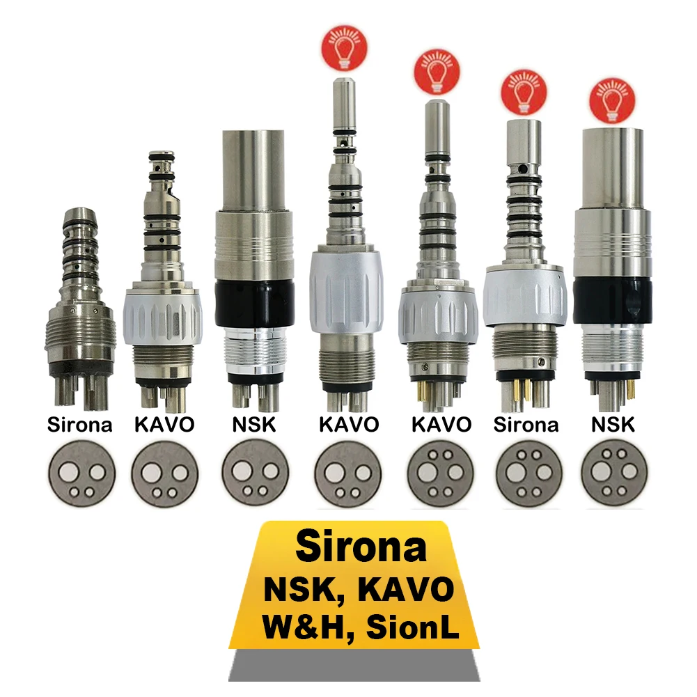 Top Grade Dental Handpiece Quick Coupling Fiber Optic LED Coupler Adaptor High Speed SIRONA SinoL 2/4/6 Holes Repair Spare Parts