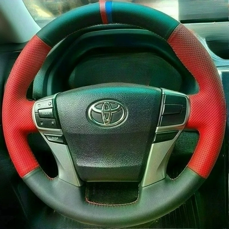 

Hand-stitched renovation wear-resistant black Leather car steering wheel cover For Toyota Mark X 2009-2019 Reiz 2009-2019