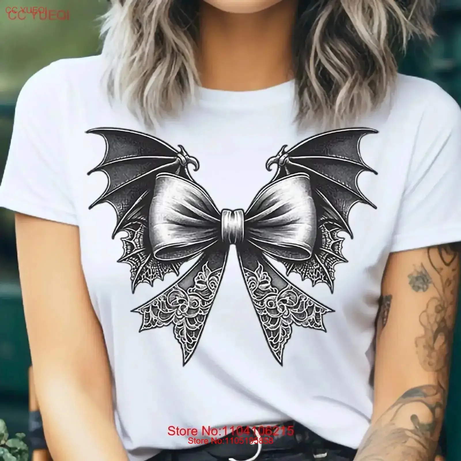 

Крылья летучей мыши, гигантская черная кокетка с бантом, готическая футболка на Хэллоуин, винтажная стираная слегка мужская дизайнерская одежда, растянутая мягкая