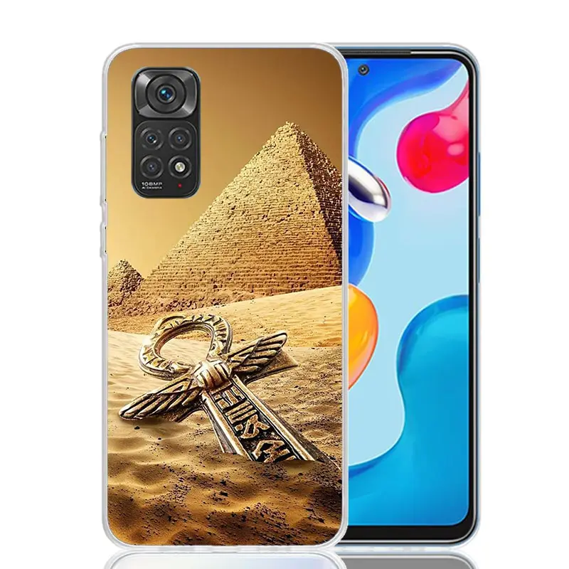 Egypt Nefertiti Anubis Ankh Pharaoh Phone Case For Xiaomi Redmi Note 13 12S 12 11S 11T 11E Pro Plus 10S 10 9S 9 8T 8 7 Art Custo