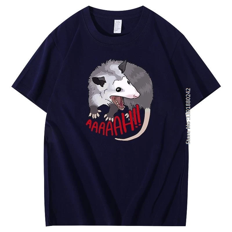 Possum scream at own ass funny Classic graphic t shirts Summer men's Cotton short sleeve t-shirt oversize Tees Tops Men clothing