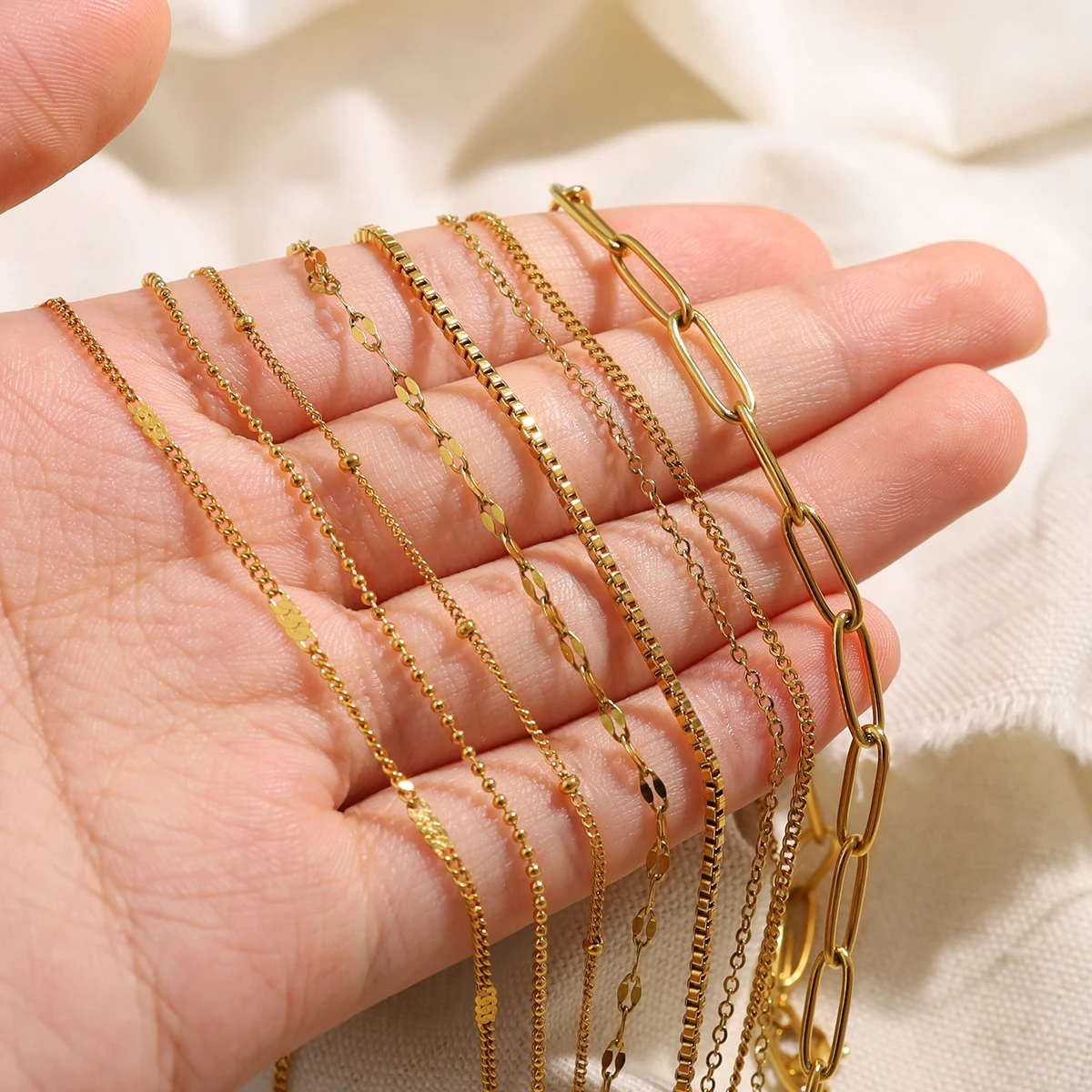 WILD & FREE Stainless Steel Basic Chains Necklaces for Women Trendy Classic Fashion 18K Gold Plated Waterproof Jewelry