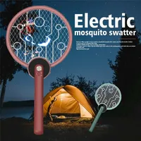 Summer Bug Zappers Foldable USB Rechargeable Home Bug Mute Fly Swatter Trap Insect Killer Lamp Handheld Electric Mosquito Killer