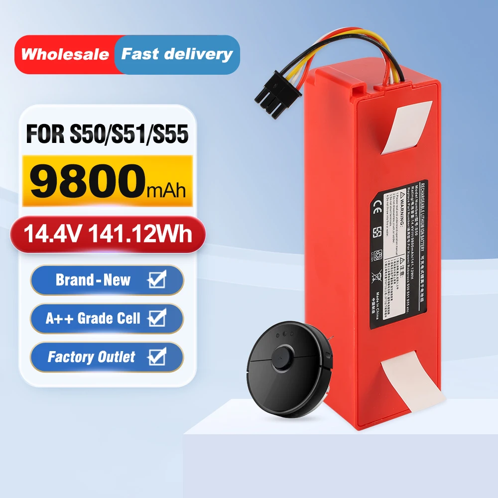 

New Robotic Vacuum cleaner Replacement Battery for Xiaomi Robot Roborock S50 S51 S55 Accessory Spare Parts li-ion batt