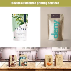 Impresión personalizada, varias bolsas de embalaje de calidad alimentaria, bolsas de papel Kraft con cremallera, bolsa de papel de aluminio, bolsa de comida para galletas, logotipo