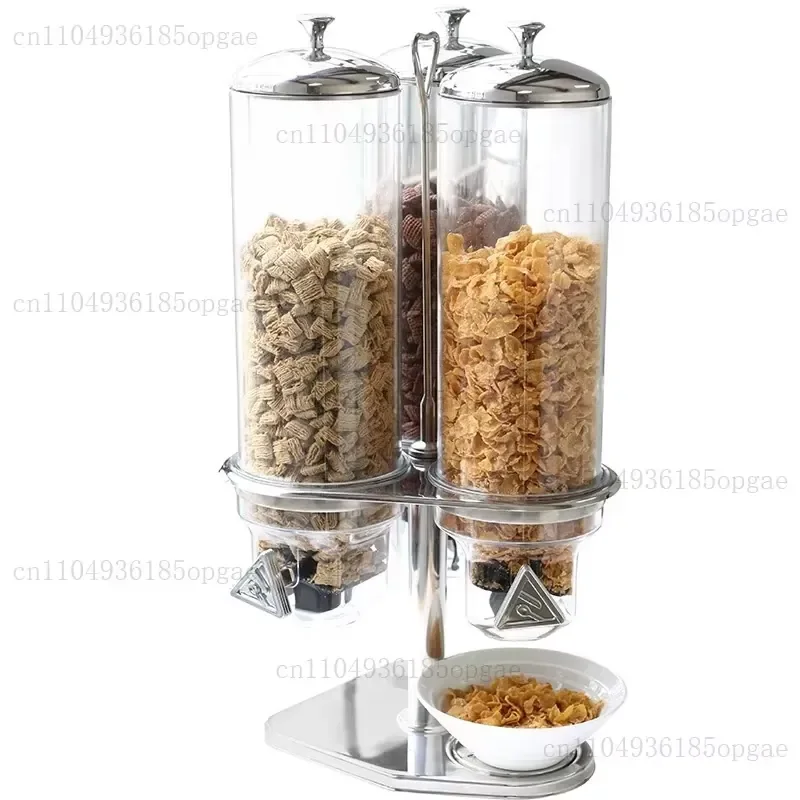 stainless steel self-service cereal machine hotel three heads 12 liters grain dispenser tea can X23577X3