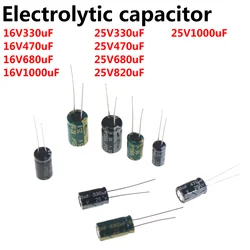 100pcs capacitor 16v 330uf 16v 470uf 16v 680uf 16v 1000uf 25v330uf 25v 470uf 25v 680uf 25v 820uf 25v 1000uf