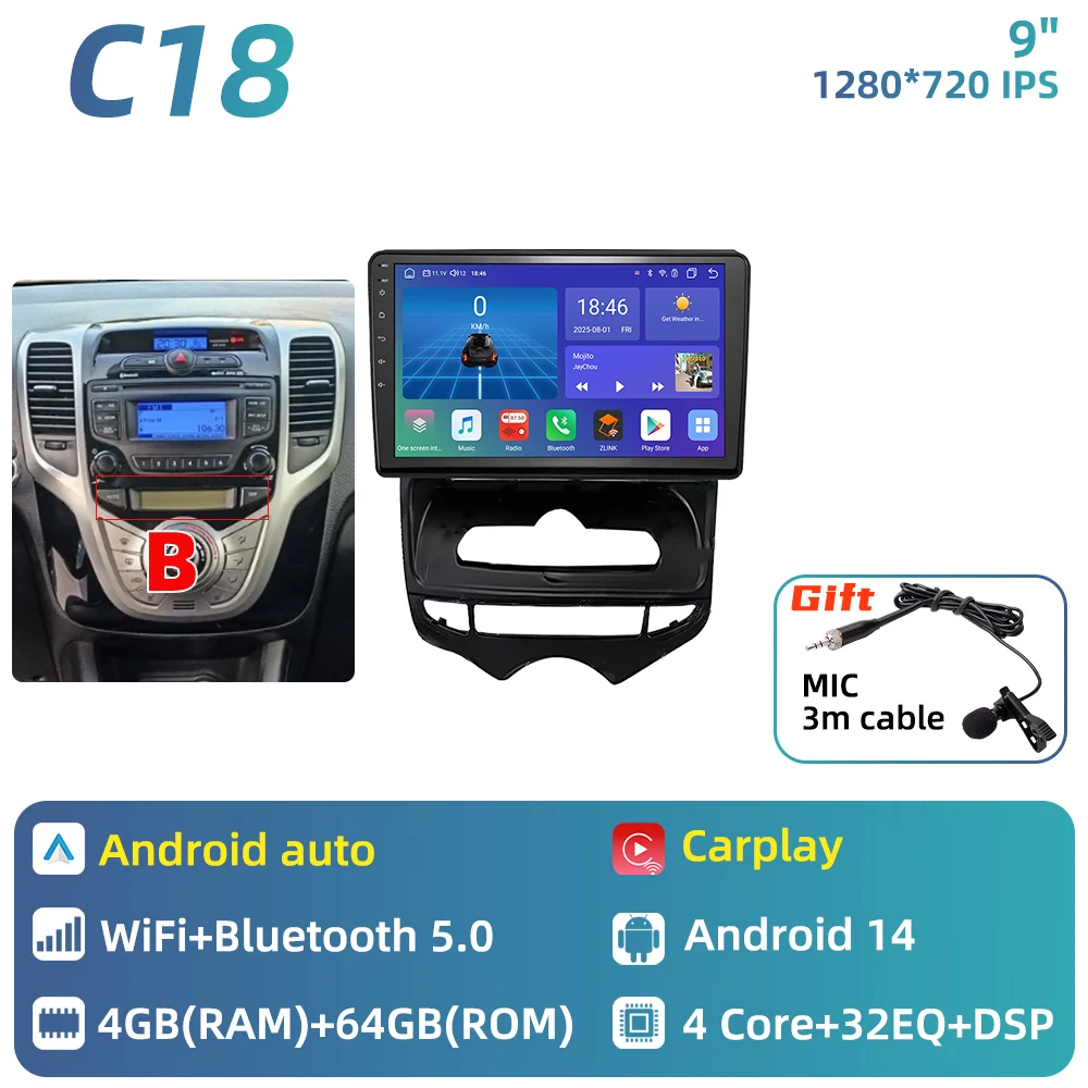 Auto Multimedia voor Hyundai ix20 ix-20 2010 - 2023 Android autoradio Carplay GPS Navigatie Autoradio 2 Din Head Unit Stereo DSP