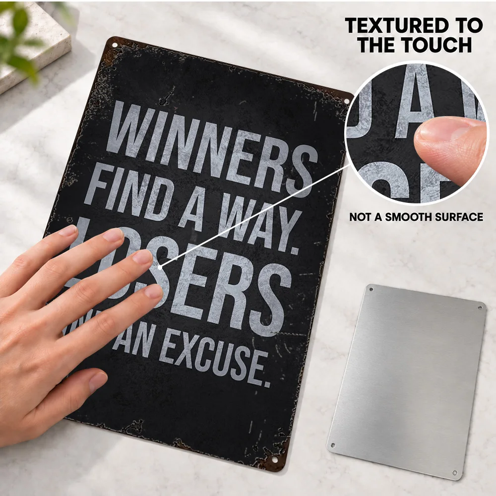 Winners Find A Way Quote Printed Poster Customized Aluminum Metal Sign Modern Lettering Wall Art For Home Office Birthday Gift