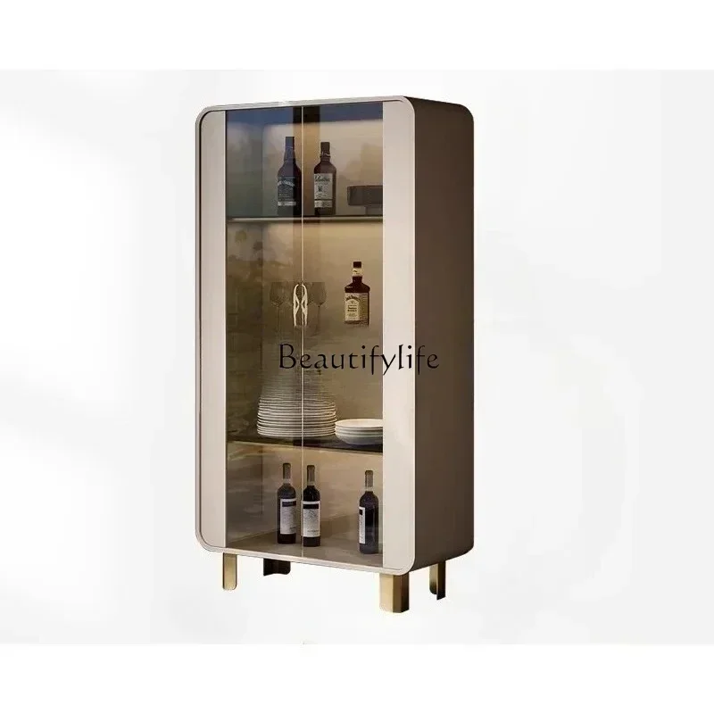 

44Italian light luxury glass wine cabinet restaurant against the wall storage room modern design bookshelf