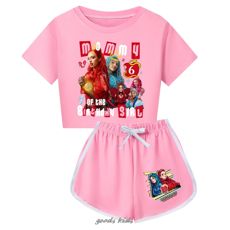 

New Descendants 4 Summer Clothes Sets Kids Cartoon T-shirts Shorts Two-piece Set Baby Girls Boys Tracksuit Girls Outfits Suit