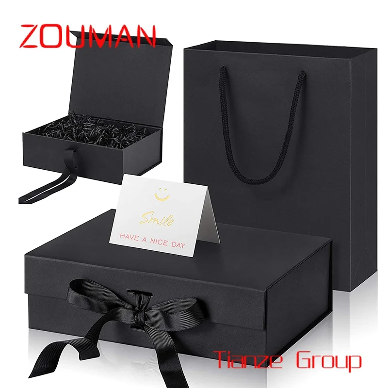 Custom , Cardboard Gift Box Luxury Box With Changeable Ribbon and Magnetic Closure Folding Big Gift Boxes Set