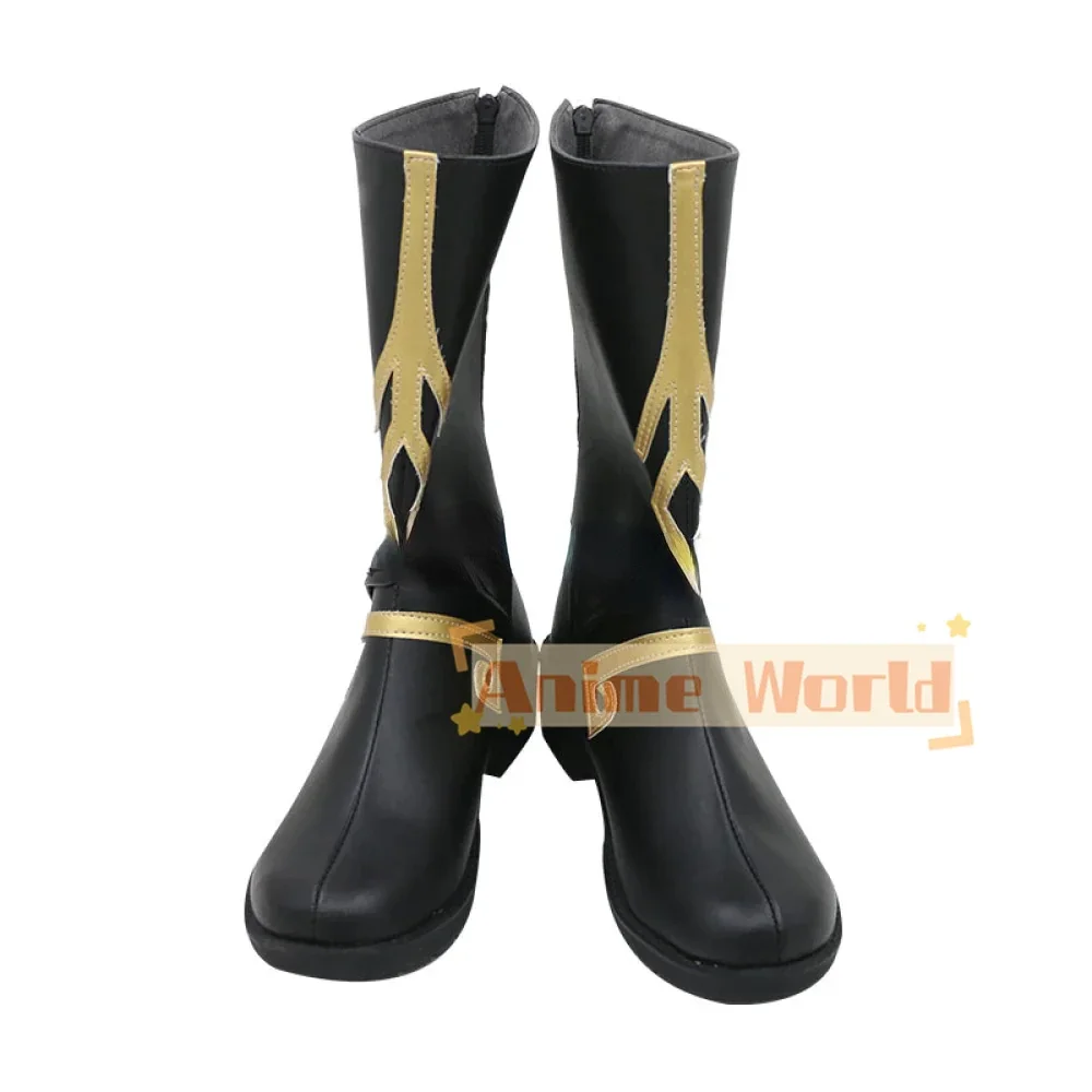 Genshin Impact Zhongli Female Black Shoes Cosplay Boots Halloween Carnival Boots Custom Made