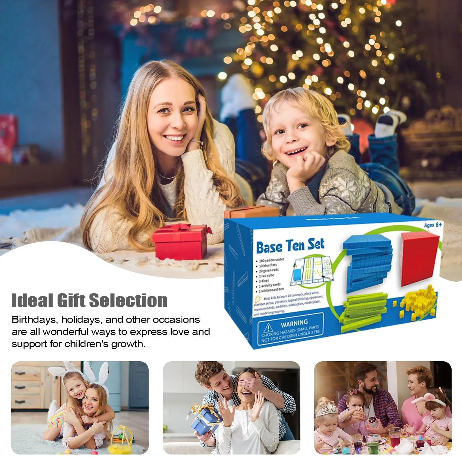 Base Tien Blokken Manipulatieven Kubussen Speelgoed Wiskundespel Educatief speelgoed Blokken tellen Voorschools leren voor de kleuterschool 1e 2e