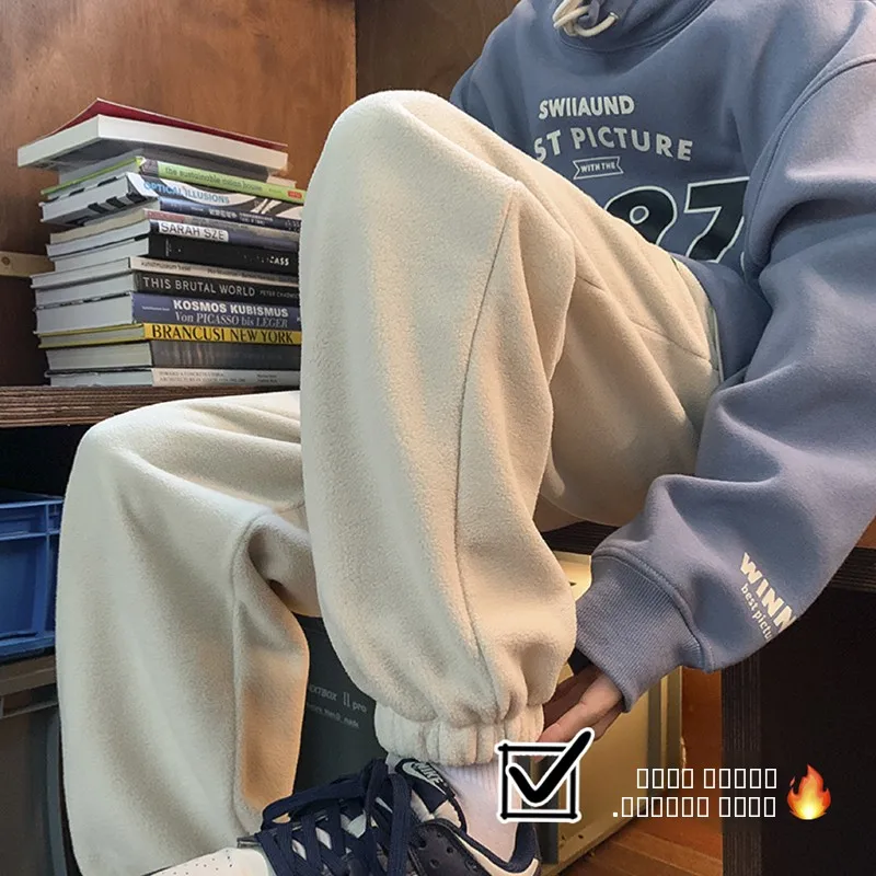 

Мужские спортивные брюки Thiened Fce, осенне-зимние теплые повседневные брюки в американском стиле с манжетами, зимние молодежные модные брюки