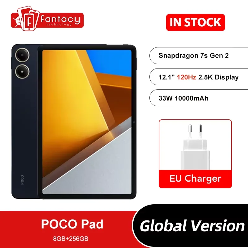 POCO Pad Tablet 8GB 256GB 33W 10000mAh Snapdragon 7s Gen 2 Octa core  12.1\'\' 120Hz 2.5K Display Global Version