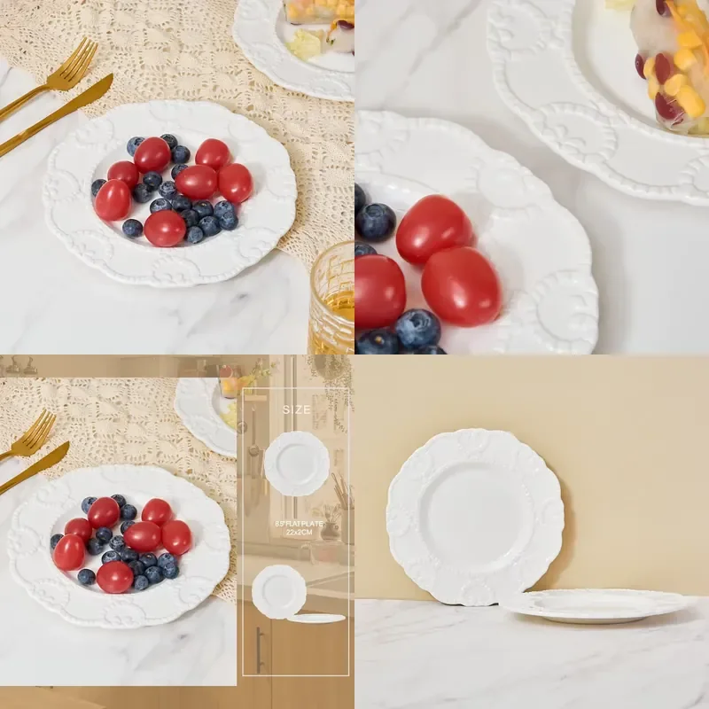 Premium Modern Embossed Ceramic Plate - Dishwasher Microwave Safe Oven Safe Custom Signs Party Hotel Commercial Use
