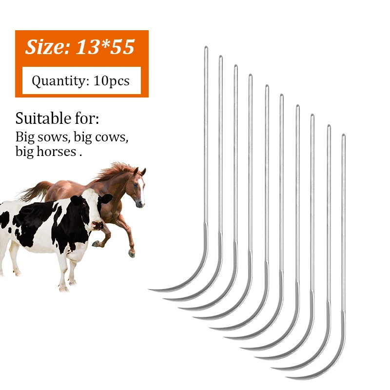 10 Pcs Farm Animals Veterinary Suture Needle Pig Cattle Sheep Poultry Beast with Suture Needle Surgical Needle Livestock Tools