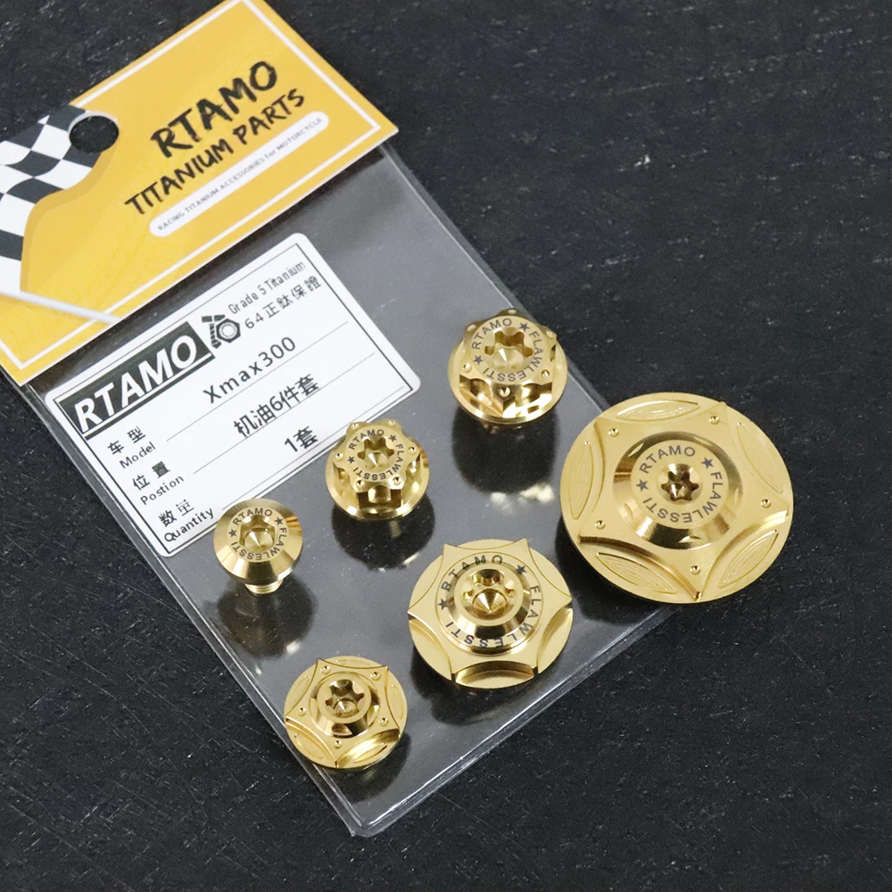 RTAMO Gr5 Titanium Bolt Set Engine Oil Inject Bleed Bolt Gear Oil Screw Water Pump Bolt fit for Yamaha Xmax300
