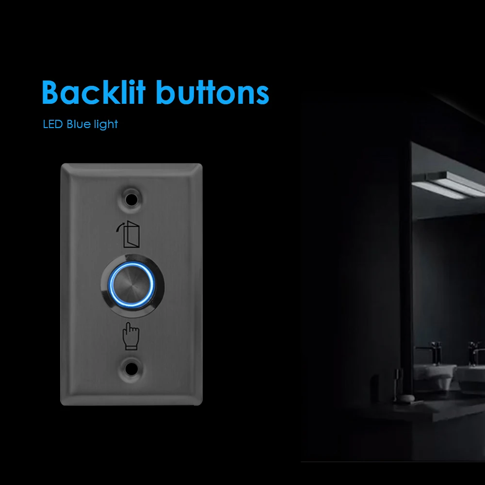 S50L Stainless Steel Exit Button LED Backlight Push Switch Sensor  Opener Release Access Control Exit Button
