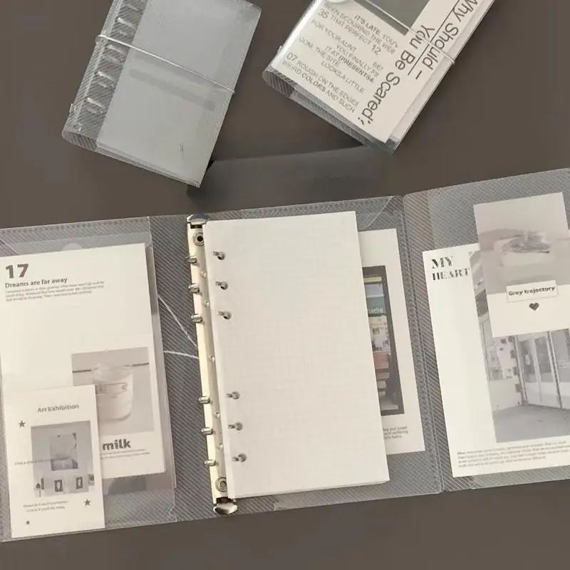 New M5 A6 Diagonal PP Three Fold PP Loose Notebook Cover Mini Portable Sticker Small Card Photo Storage Ledger