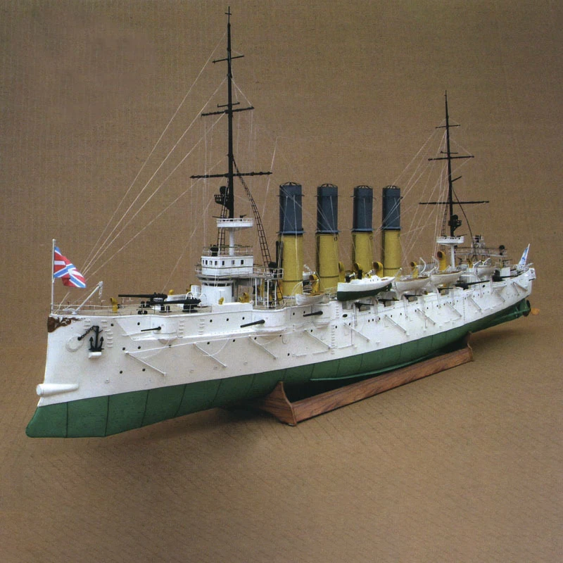 1:200 Tsarist Russia Varyag Protected Cruiser Paper Model Warship Model Military 3D Model Ship Cards Kit Handmade Toy Home Decor