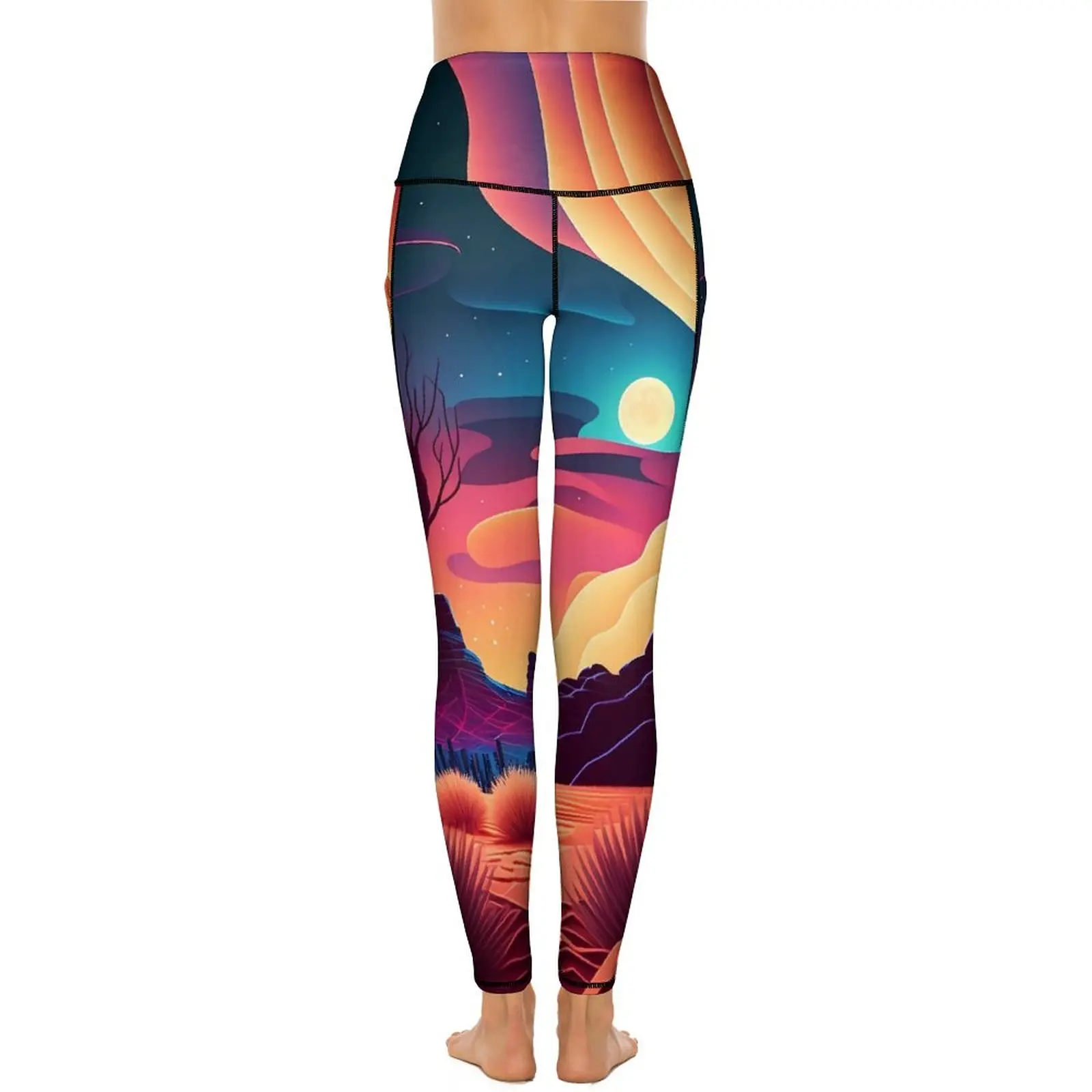 Desert At Night Yoga Pants Sexy Moon Print Leggings grafici Push Up Fitness Leggins Leggings sportivi ad asciugatura rapida estetici femminili