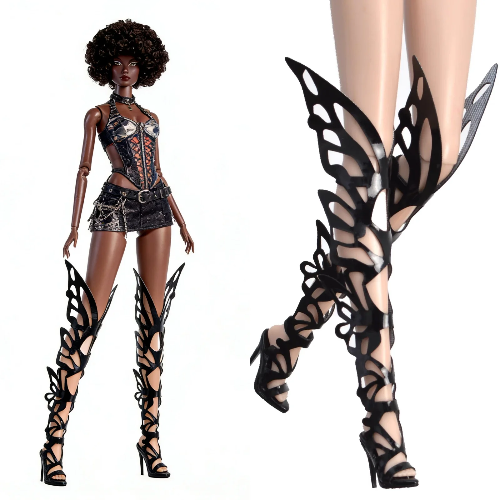 

Original Design 30cm Doll Shoes Fashion Personality Butterfly Cool Spicy Girl High-quality High Heel For 1/6 FR2 Babi Supermodel