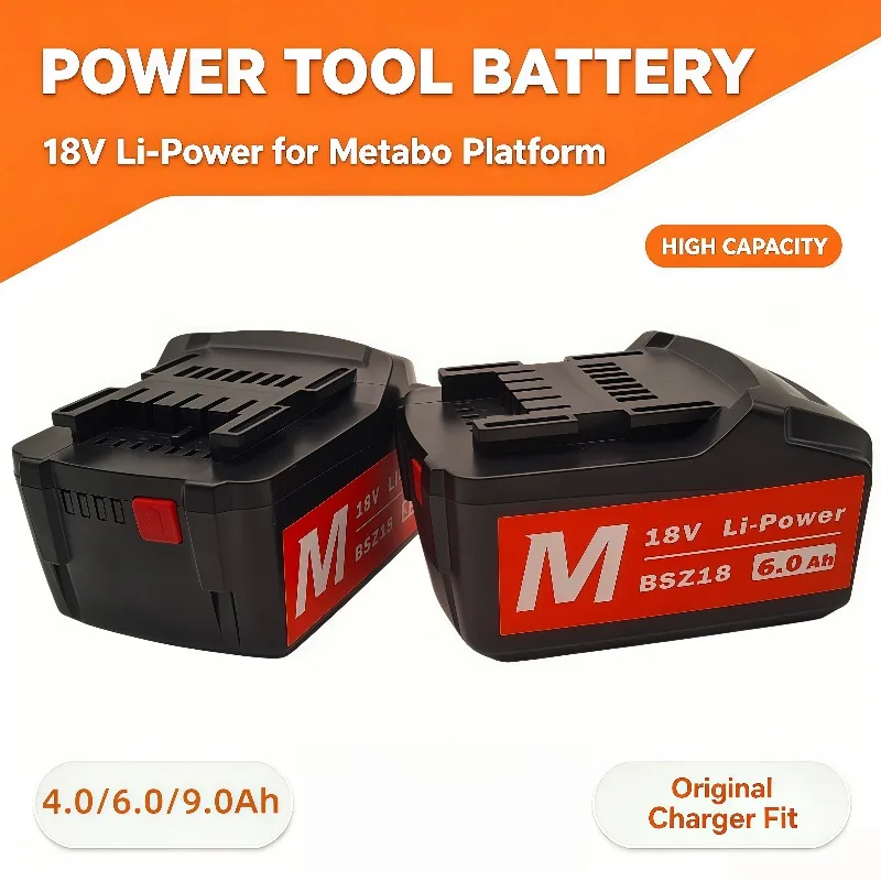 18V 4.0/6.0/9.0Ah Rechargeable Lithium‑ion Battery, High‑Performance Durable Reliable Replacement Battery For Metabo Tools
