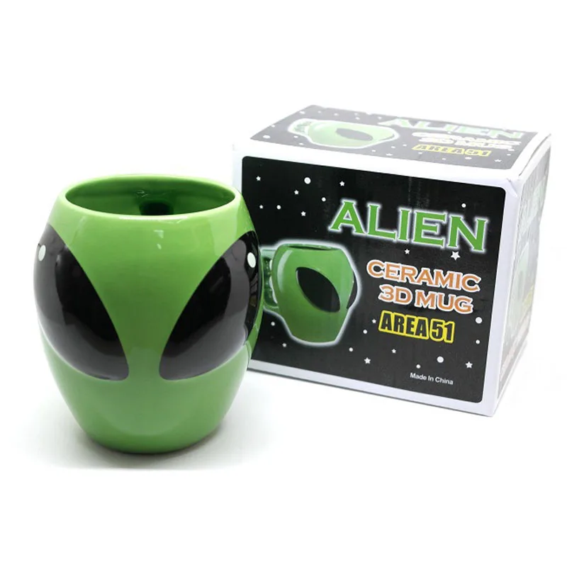 Creative Green Alien Ceramics Mugs coffee mug Milk Tea office Cups Drinkware the Best birthday Gift with Gift Box for Friends