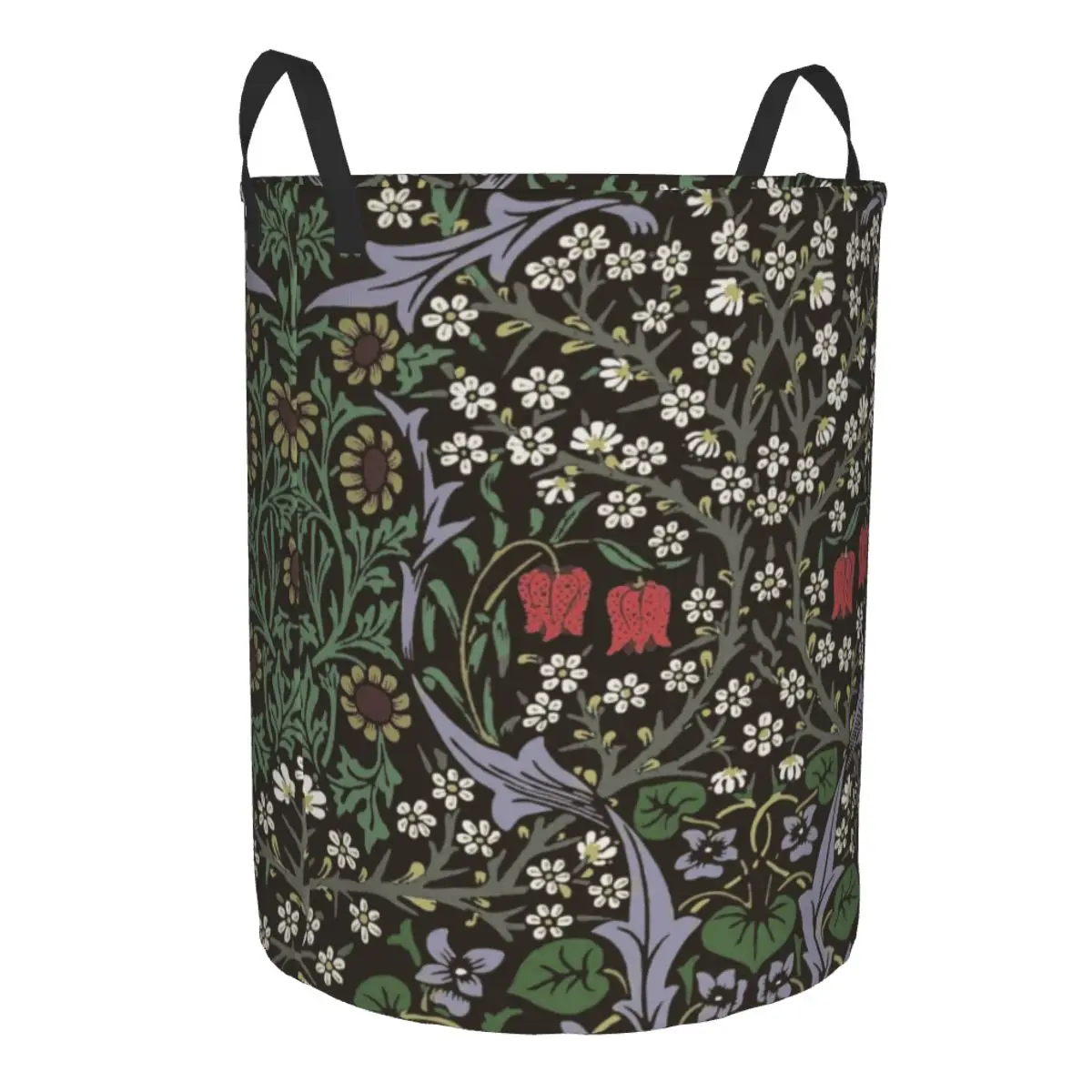 Vintage William Morris Floral Plants Pattern Laundry Basket Foldable Large Clothing Storage Bin Bohochic Flowers Baby Hamper