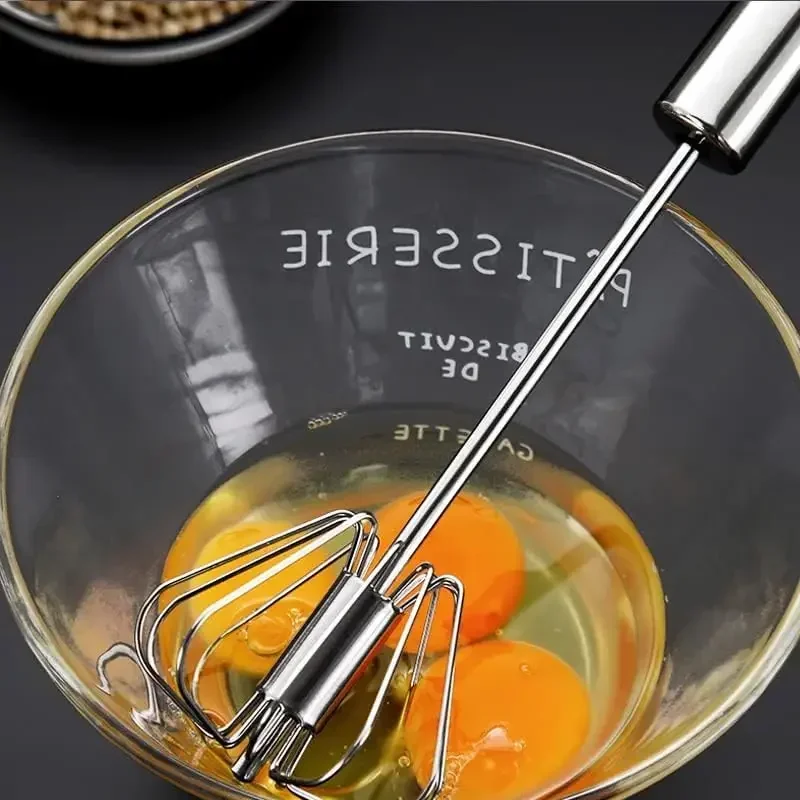 Hand Pressure Whisk Semi-automatic Egg Beater Stainless Steel Handhold Kitchen Tools Self Turning Cream Stirrer Manual Mixer