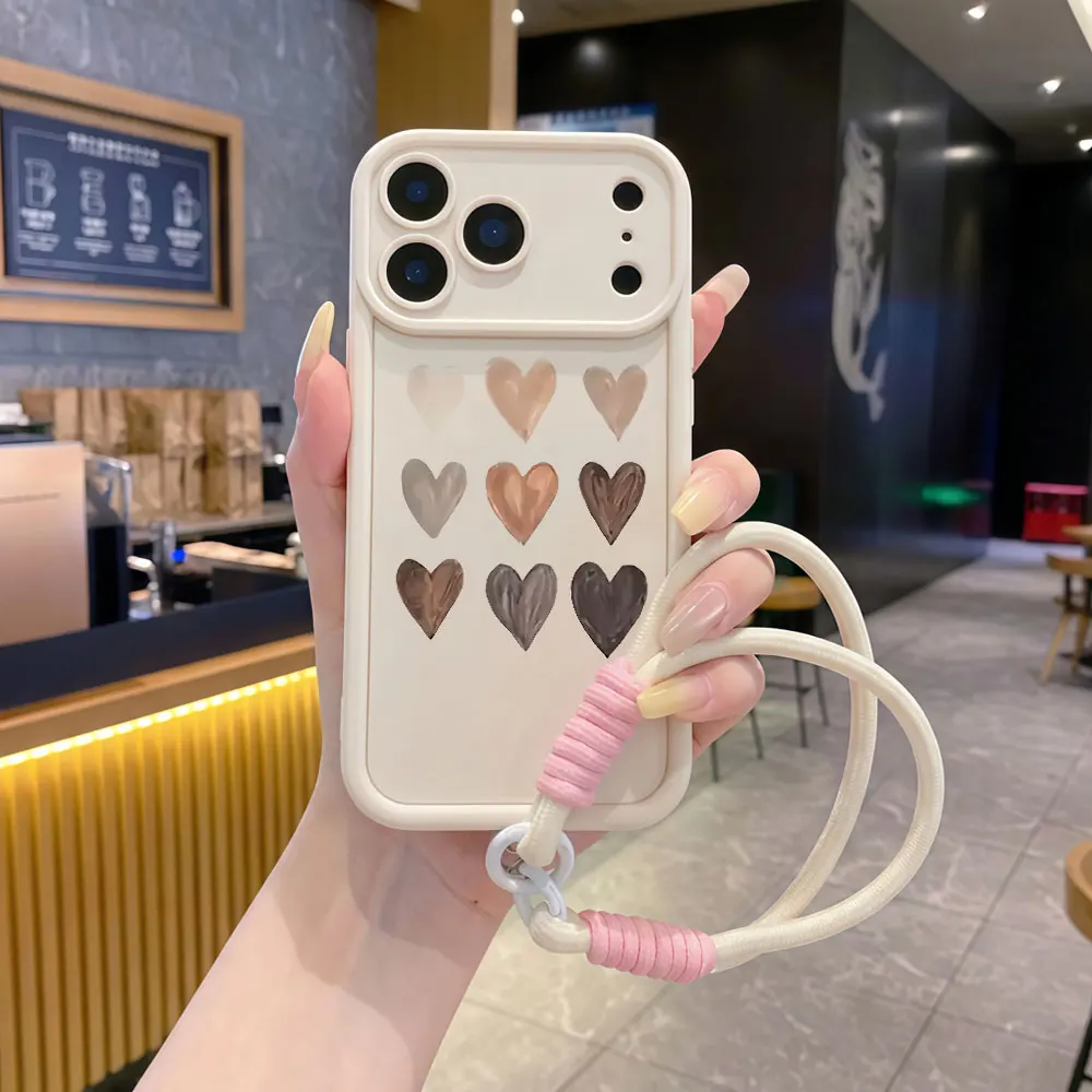 Vintage Drown Heart Wrist Strap Phone Cases For Samsung Galaxy S25 S26 S24 S22 S23 Ultra Plus A56 A55 A35 A36 TPU Lanyard Cover