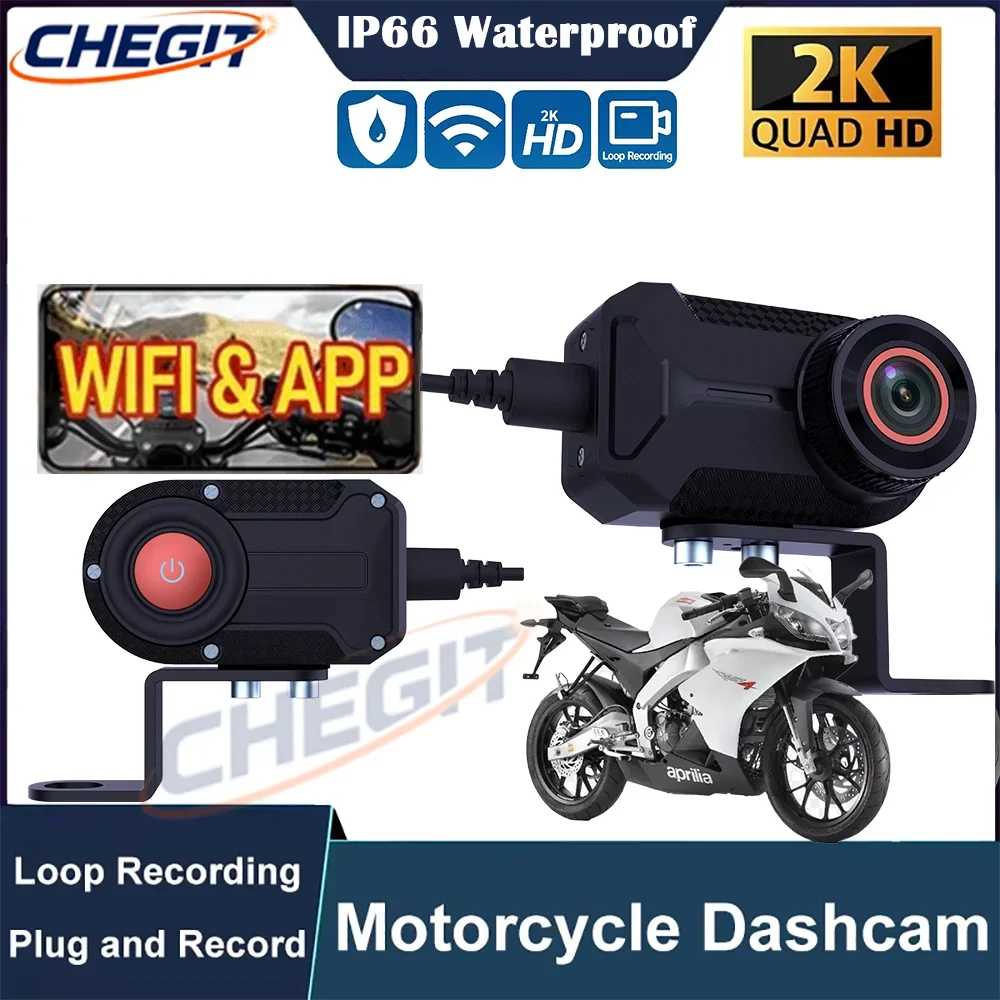 New 2K QHD WiFi Dash Cam IP66 Waterproof DVR Front Camera for Motorcycle Mountain Bike & Electric Bike Loop Recording DVE