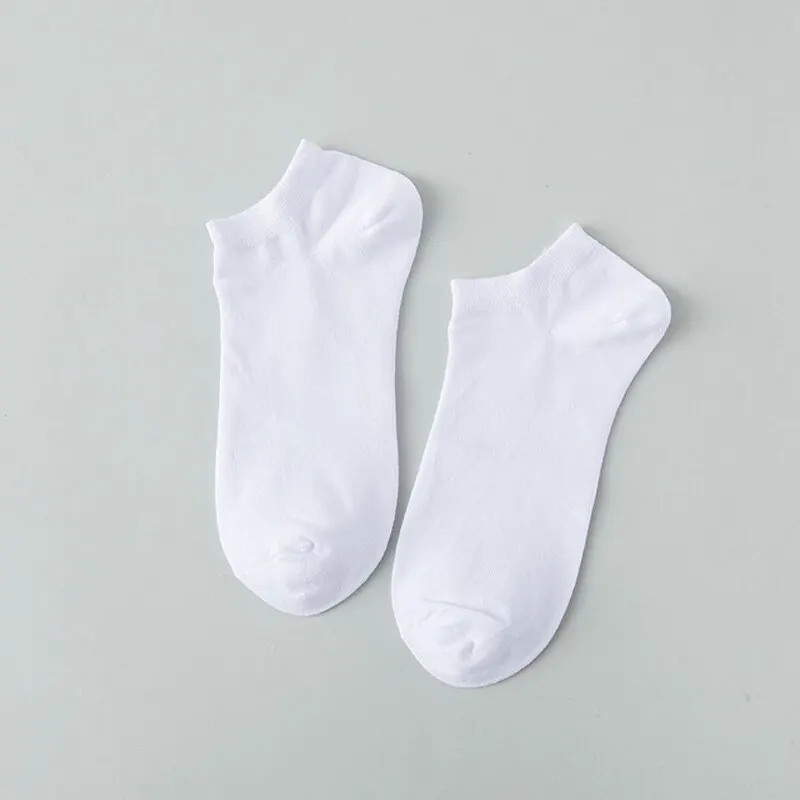 5 Pairs Mens Polyester Fiber Socks Short Sleeve Sweat Absorbing Low Top Shallow Mouth Classic Four Seasons White Socks