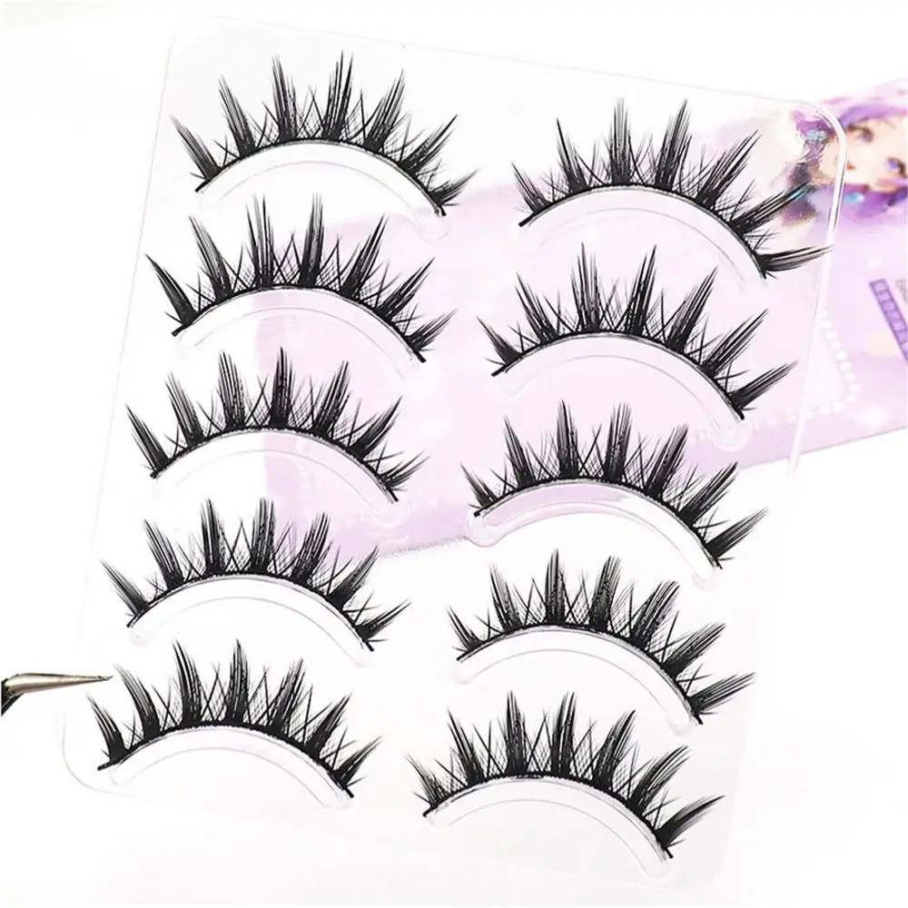 5Pairs Thai Style Makeup Fairy Lashes Spiky Cosplay Masquerade Party Lash Strips Create Gorgeous Makeup Wispy Eyelashes Women