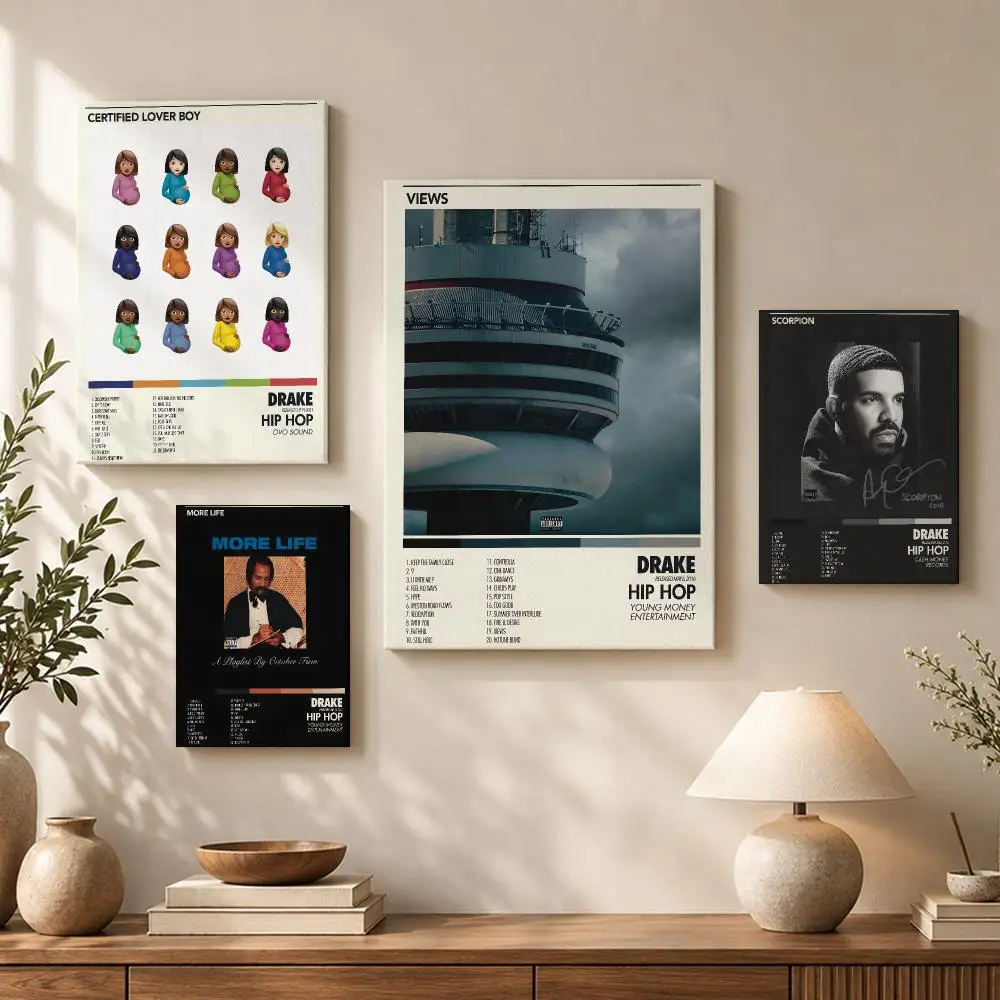 D-Drake S-Scorpion Album Framed Wall Painting HD Wood Framed Canvas Poster Wall Art For Bedroom Living Room Bar Home Decor