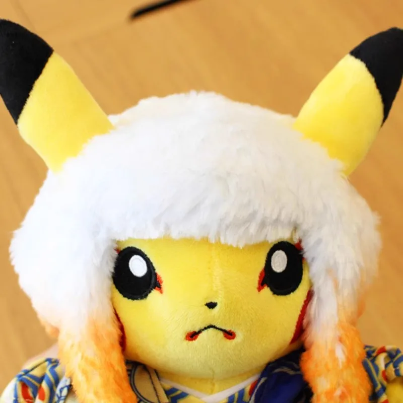 2024 New Original Pokemon Center Kabuki Pikachu cross-dressing Plush toy Soft Stuffed Animals doll Children's Birthday Gifts