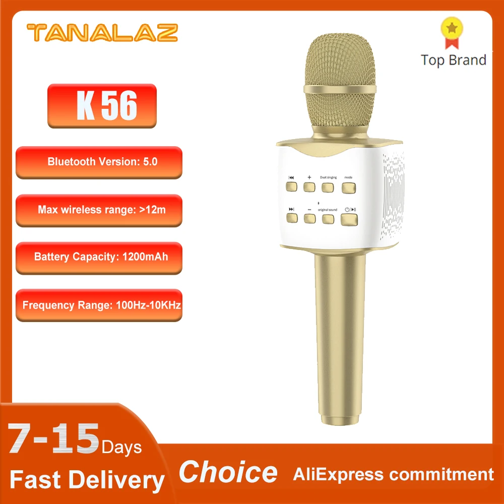 TANALAZ K56 Karaoke Microphone Bluetooth Wireless Mic Portable Singing Machine with Duet Sing/Record/Play/Reverb Adult/Kid Gift