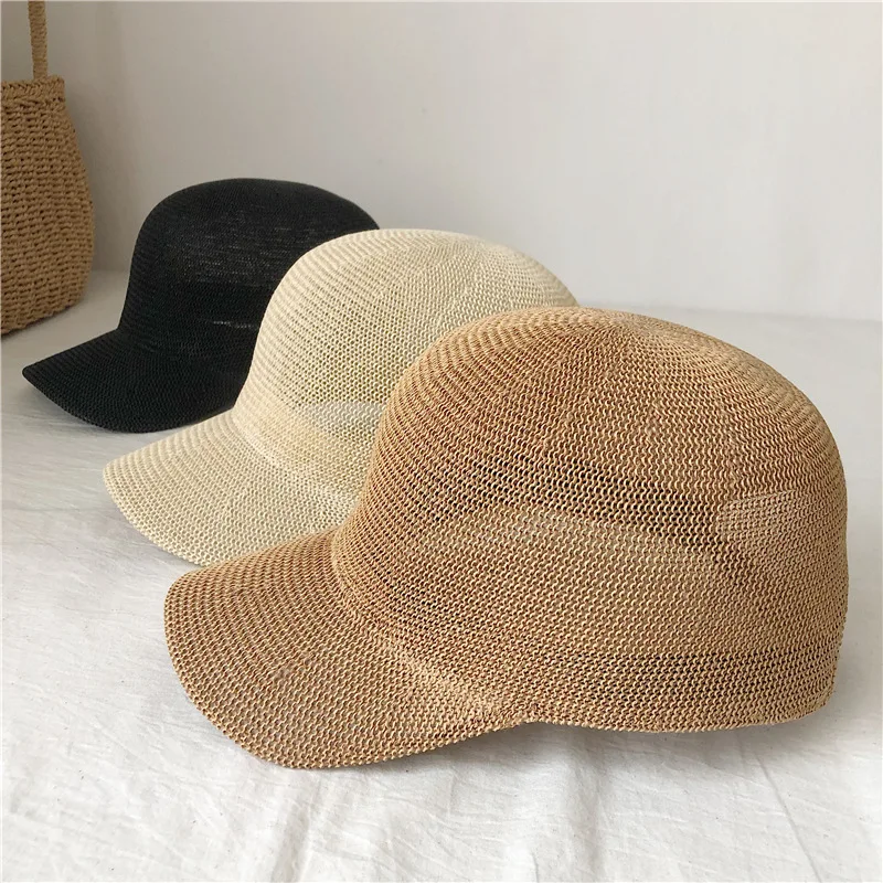 

2026 New Model Spring/summer Linen Knit Baseball Cap Openwork Baseball Cap Adjustable Versatile Outdoor Casual Duckbill Cap