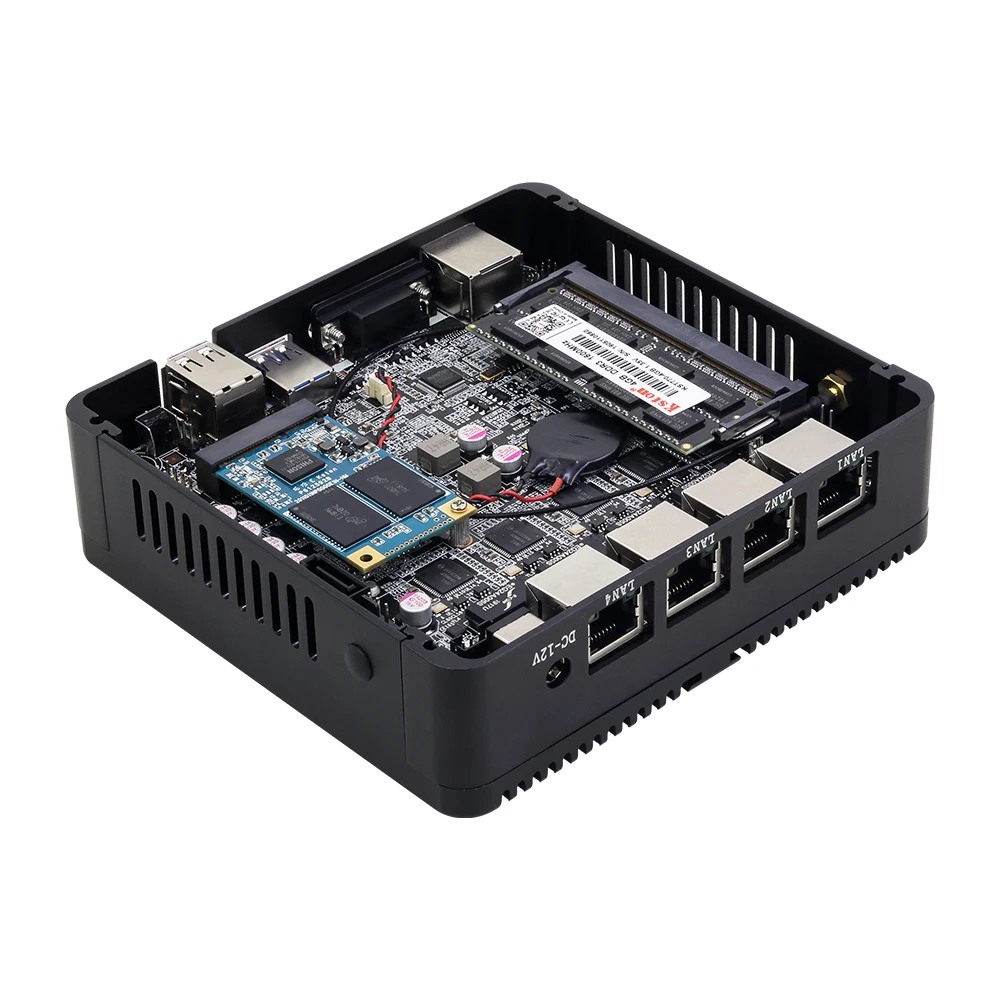XCY J1800 Pfsense Mini PC Firewall Router 4x in Tel I211AT Gigabit Ethernet NIC Fanless Barebone