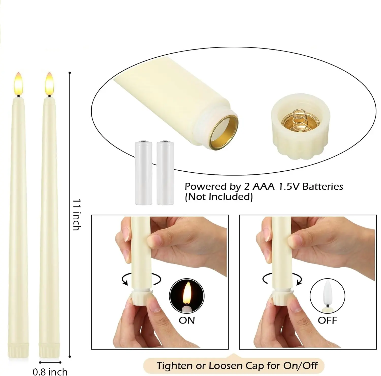 Remote Or Not remote Battery Operated Flickering Flameless Taper Candles 3D Wick Warm Fire Lights for Wedding Christmas Holiday