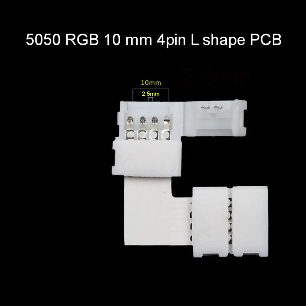 1 pc 4Pin ledストリップコネクタl tクロス形状pcbコーナーrgb 3528 5050クリップオンカプラledストリップライトアクセサリー